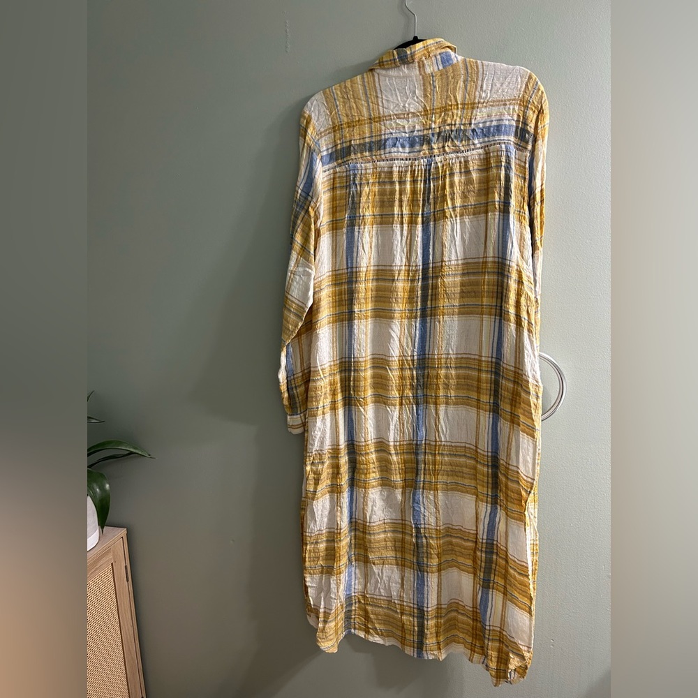 Pilcro for Anthropologie Side-Slit Maxi Tunic Buttondown Neutral Motif textured - Picture 11 of 11